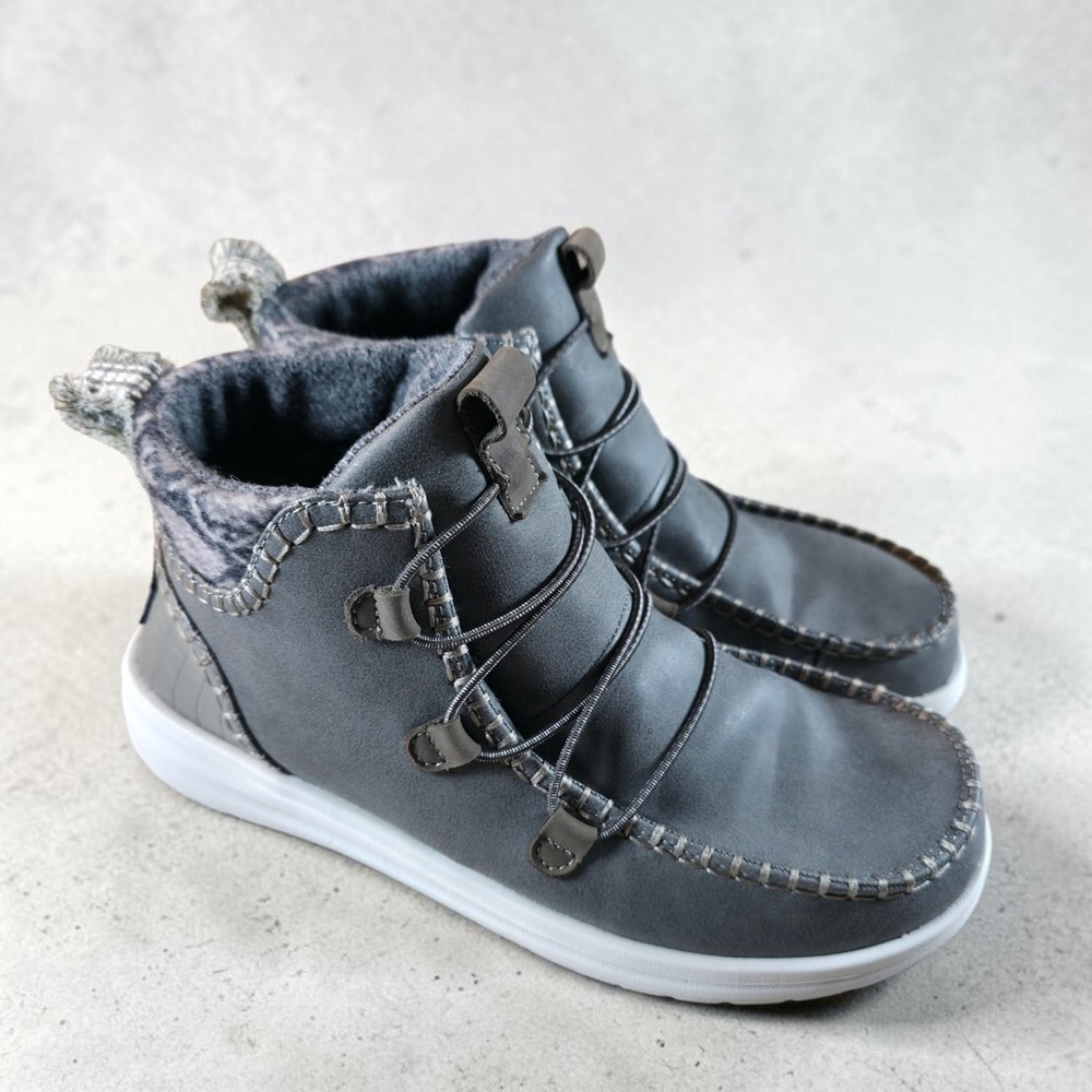 Hey Dude Eloise Recycled Leather Boots - Granite Grey Women's Size 9 New